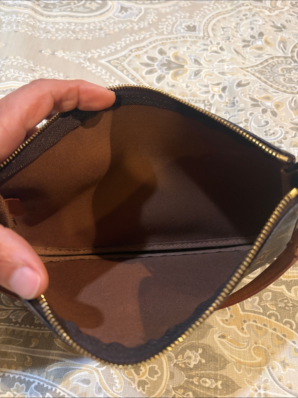 Louis Vuitton Brown Monogram Shoulder Pochette with Vachetta Strap - Picture 7 of 12